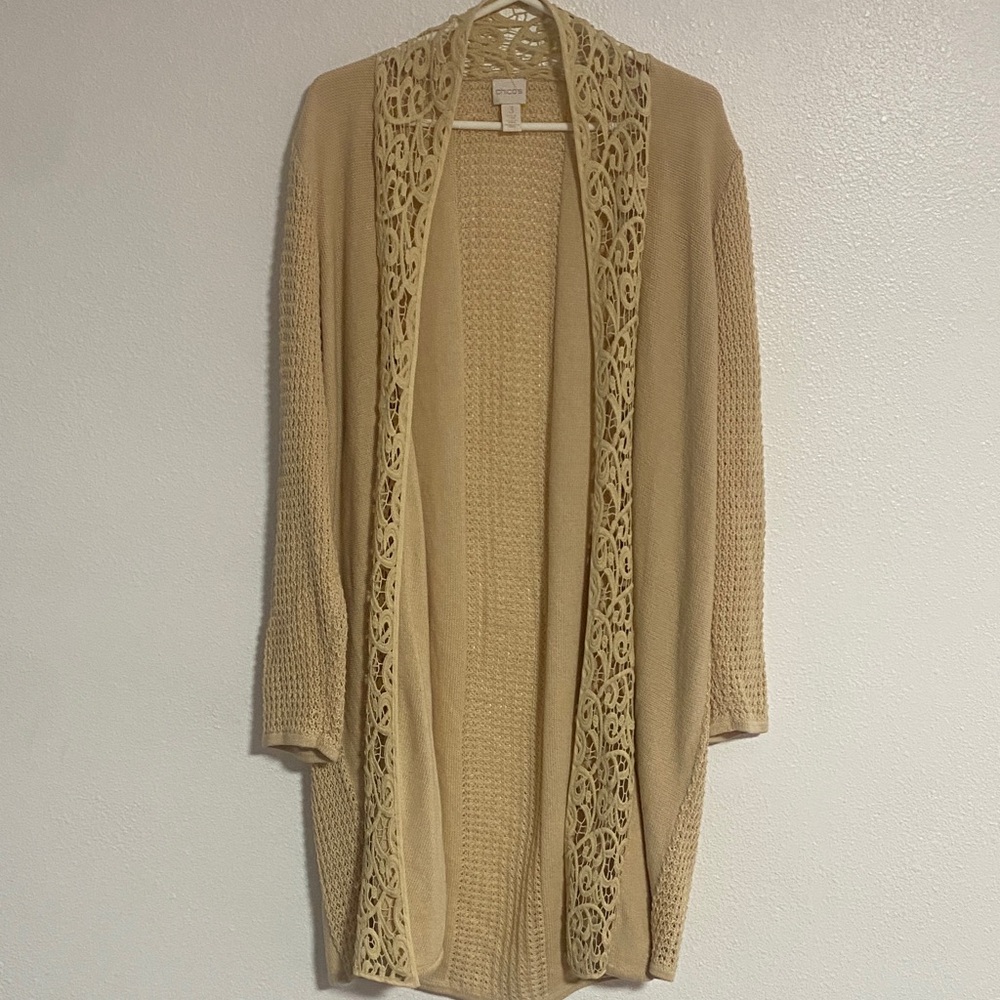 Chico's Tan Open-Front Cardigan